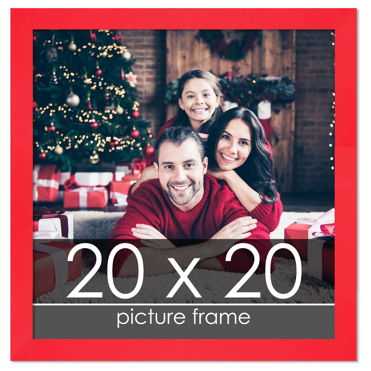 20x20 Classic Modern Red Picture Frame - UV Acrylic, Foam Board Backing, Hanging Hardware